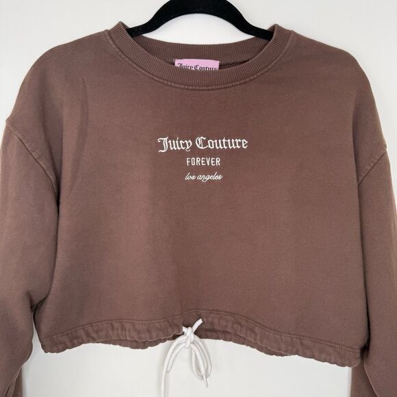 Juicy Couture Forever 21 Graphic Cropped Sweatshirt Brown Women's Small Crewneck - Picture 2 of 12
